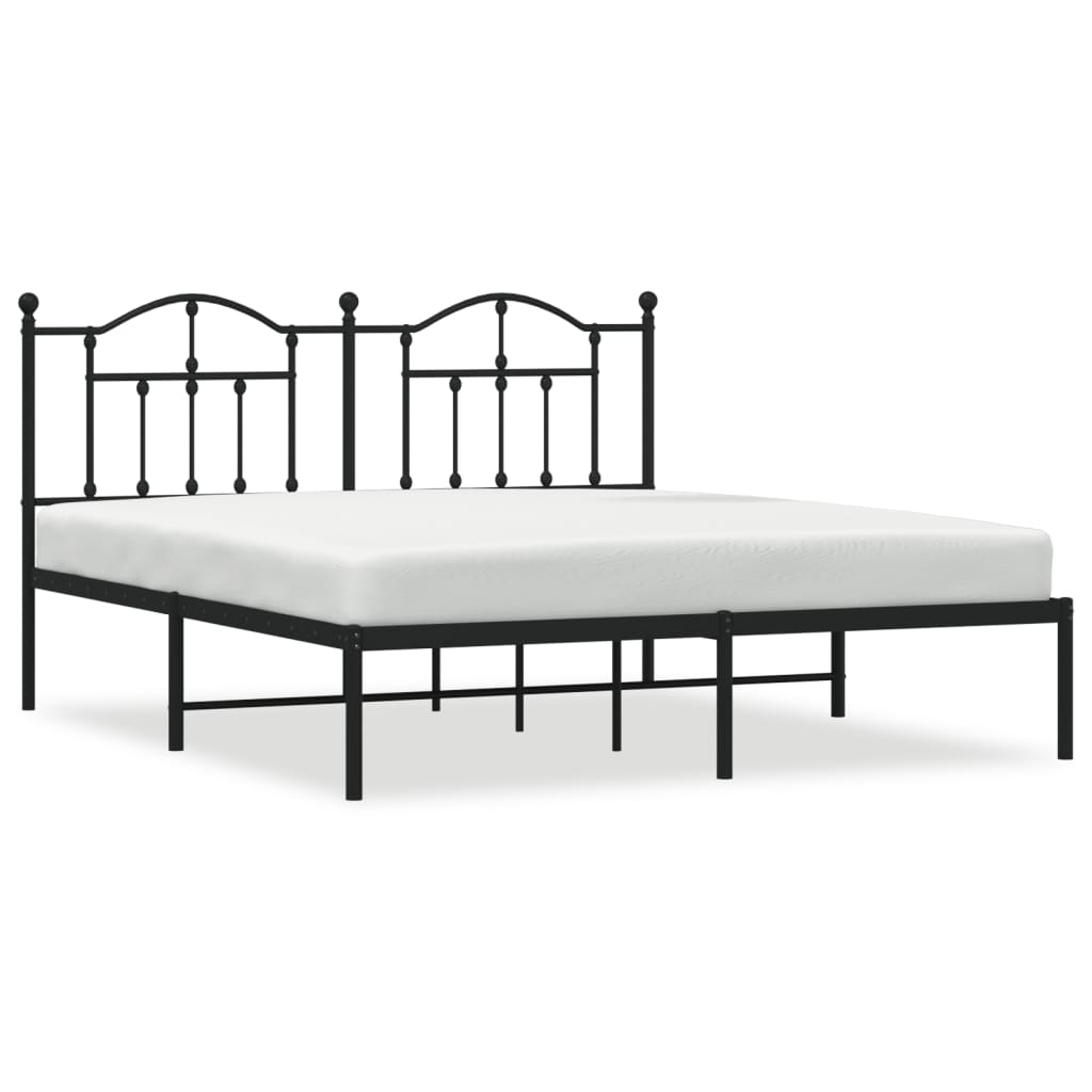 vidaXL Cadre de lit métal sans matelas avec tête de lit noir 183x213cm