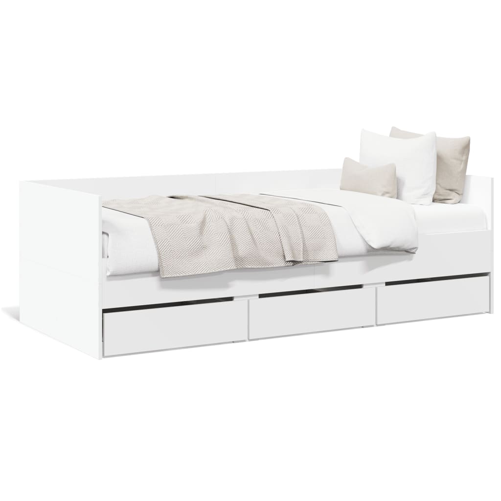 vidaXL Lit de jour avec tiroirs sans matelas blanc 75x190 cm