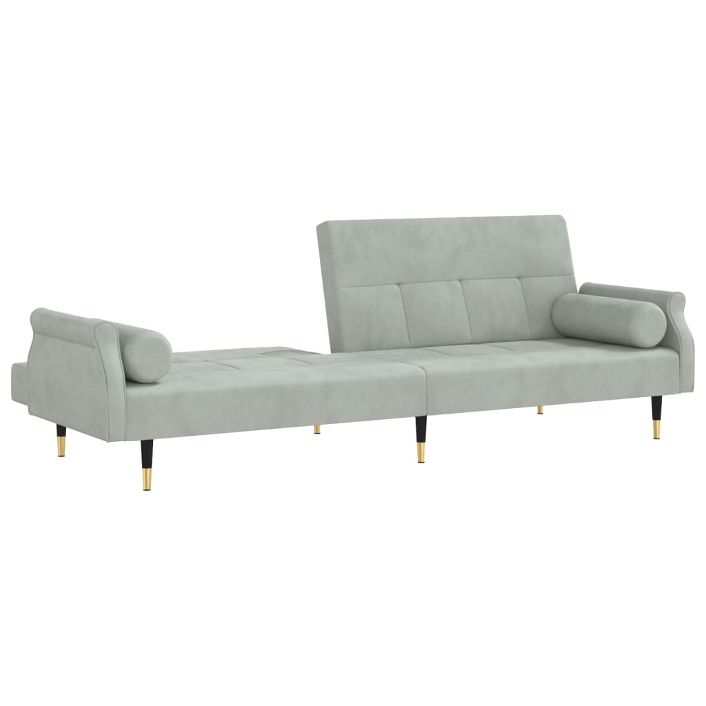 vidaXL Canapé-lit avec coussins gris clair velours