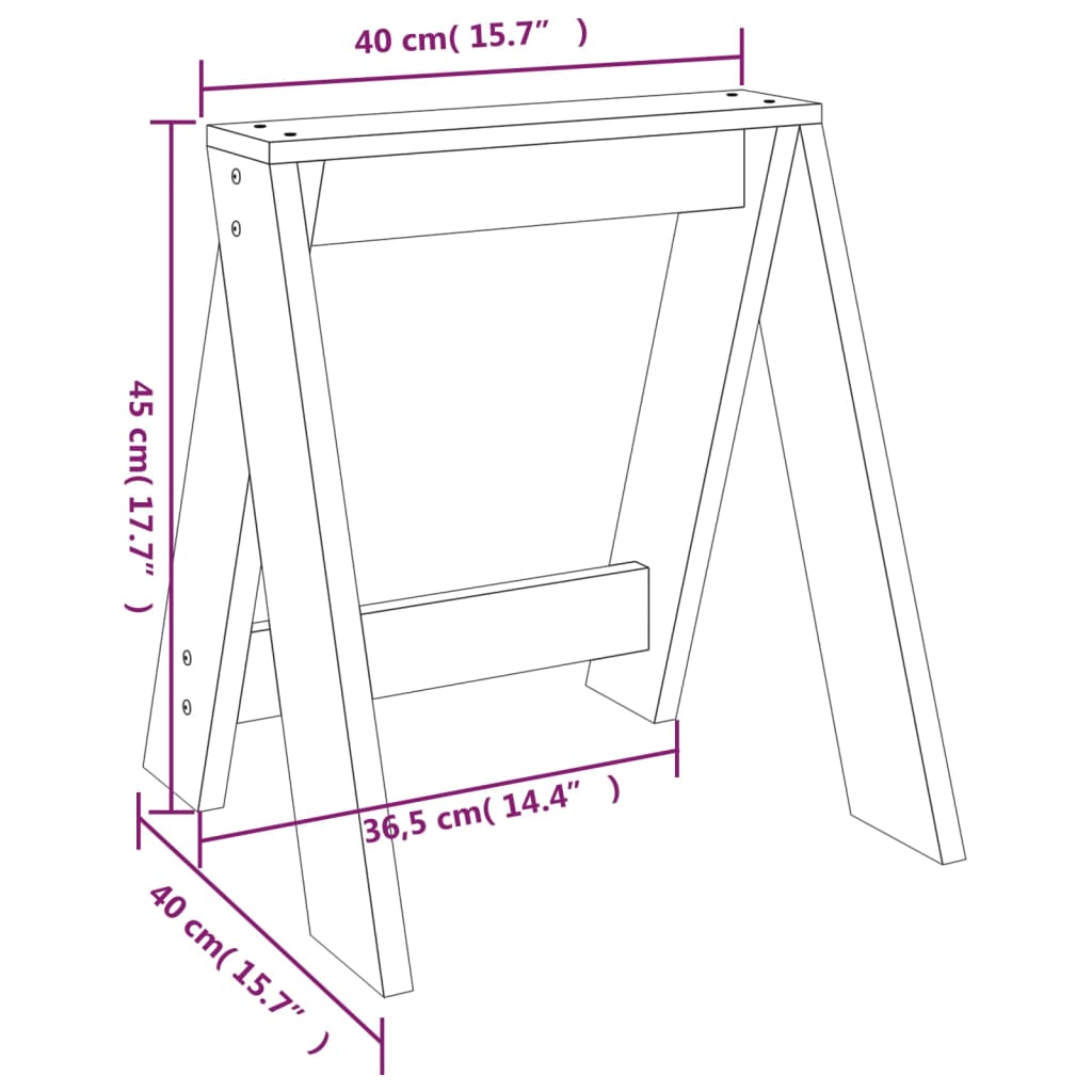 vidaXL Tabourets lot de 2 40x40x45 cm bois massif de pin