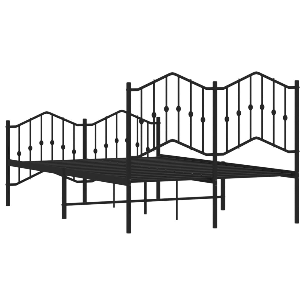 vidaXL Cadre de lit métal sans matelas avec pied de lit noir 120x190cm