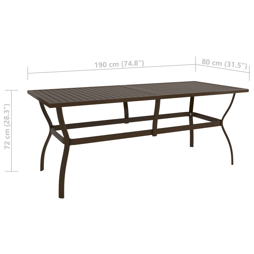 vidaXL Table de jardin Marron 190x80x72 cm Acier