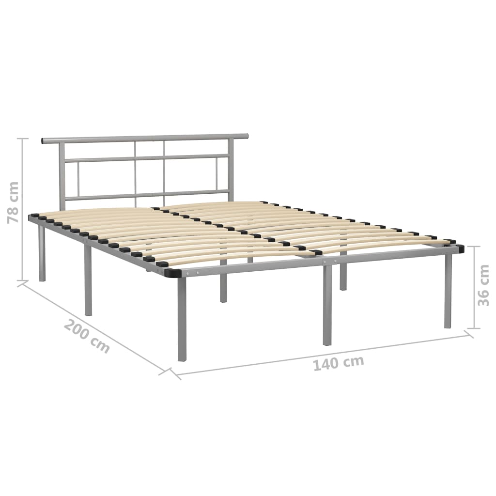 vidaXL Cadre de lit sans matelas gris métal 140x200 cm