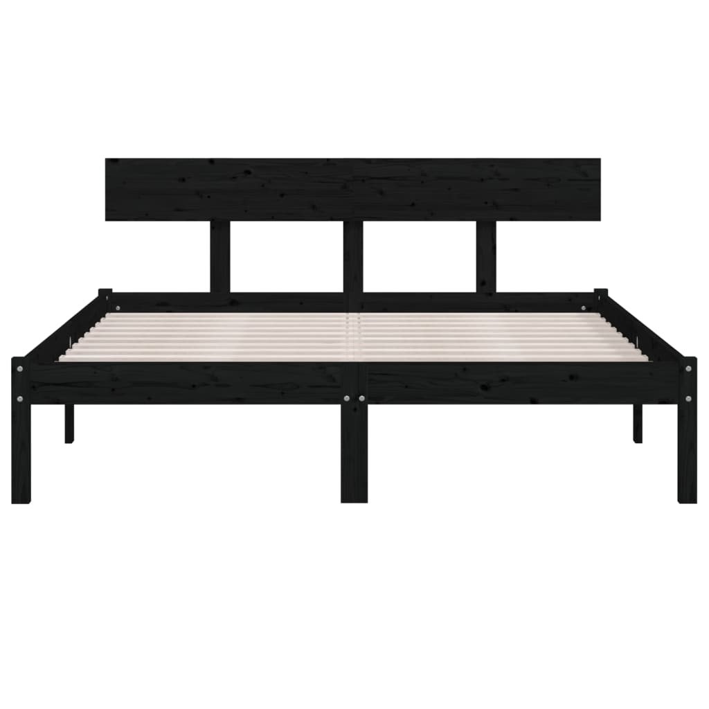 vidaXL Cadre de lit sans matelas noir bois de pin massif