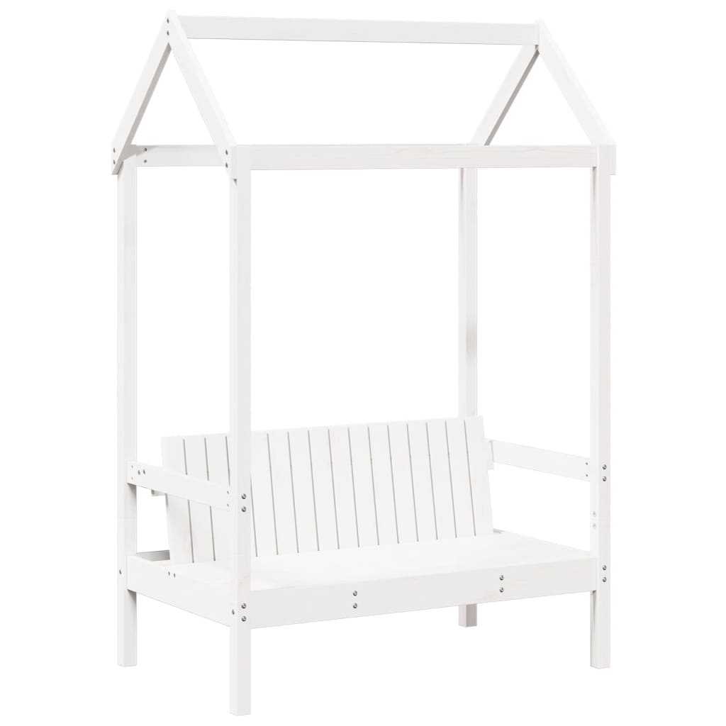 vidaXL Banc avec toit blanc 117,5x70x176,5 cm bois de pin massif