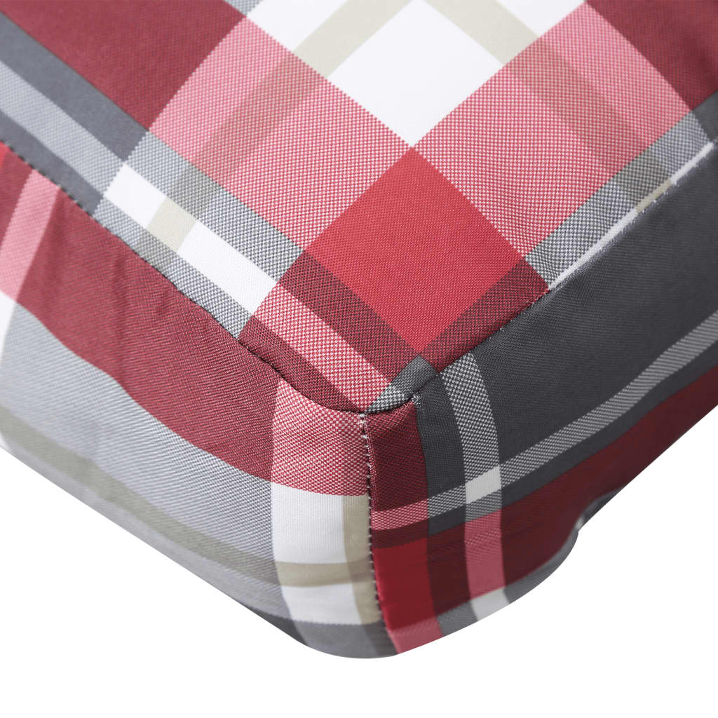 vidaXL Coussin de palette motif à carreaux rouge 120x40x12 cm tissu