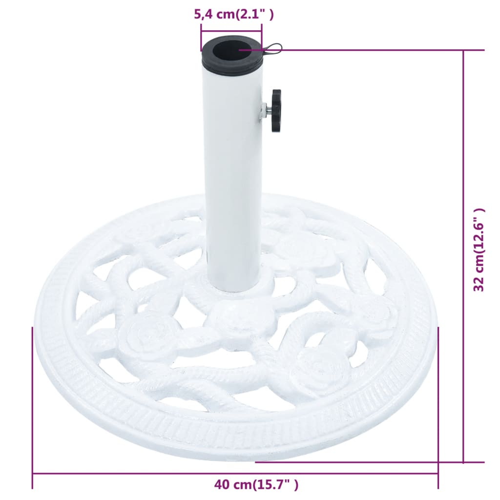 vidaXL Socle de parasol Blanc 9 kg 40 cm Fonte