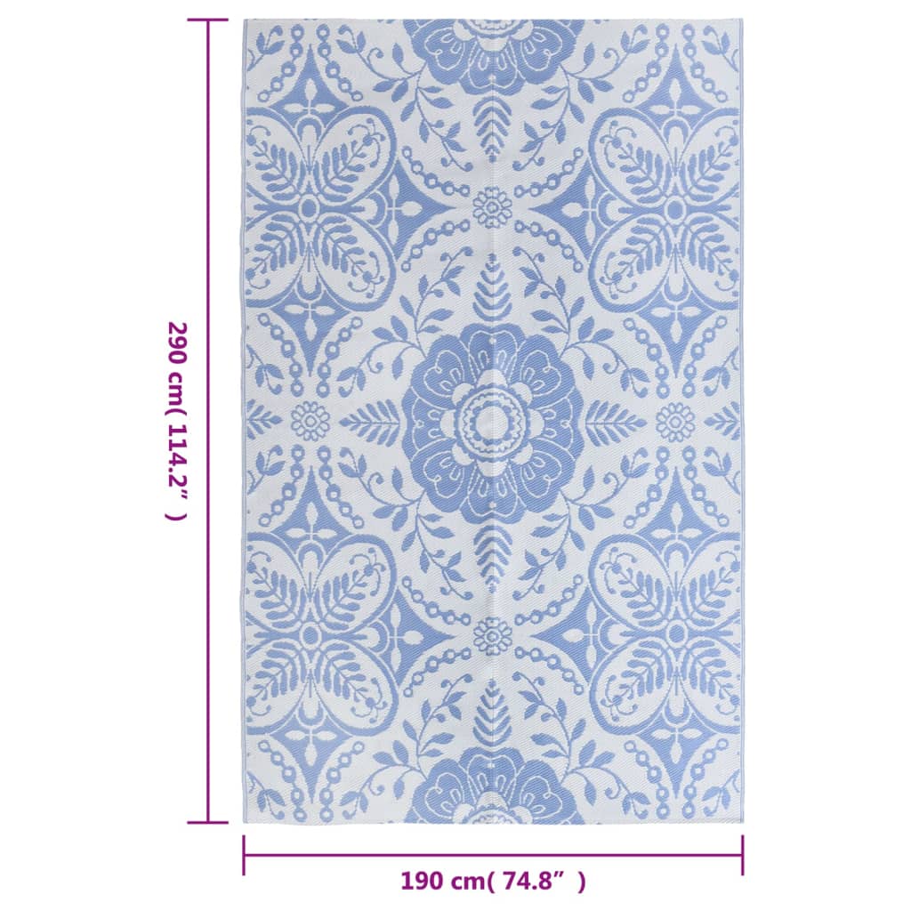 vidaXL Tapis d'extérieur Bleu azuré 190x290 cm PP