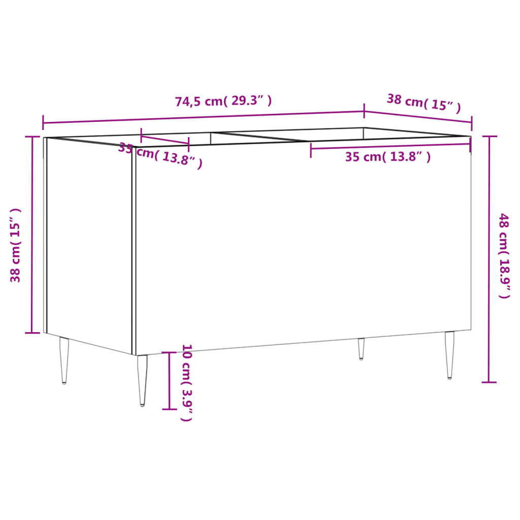 vidaXL Armoire à disques blanc brillant 74,5x38x48cm bois d'ingénierie