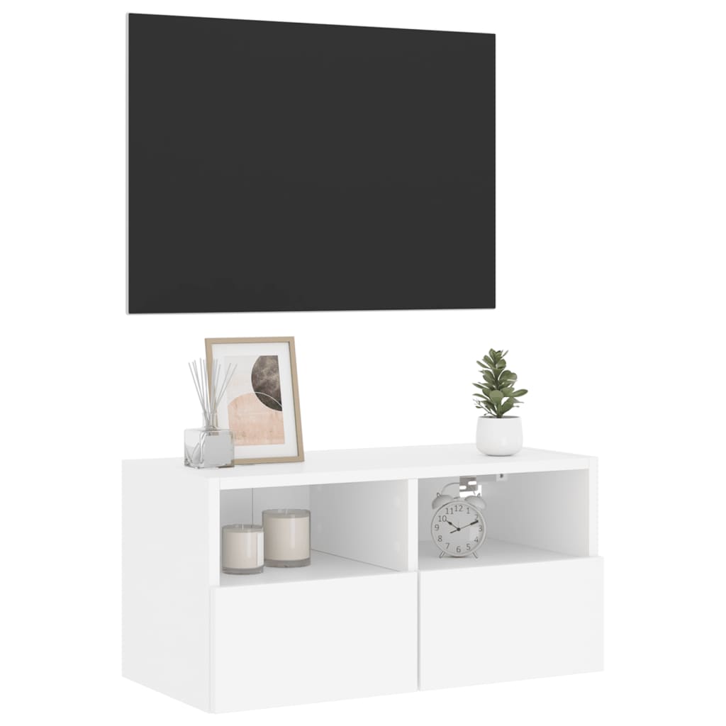 vidaXL Meuble TV mural blanc 60x30x30 cm bois d'ingénierie