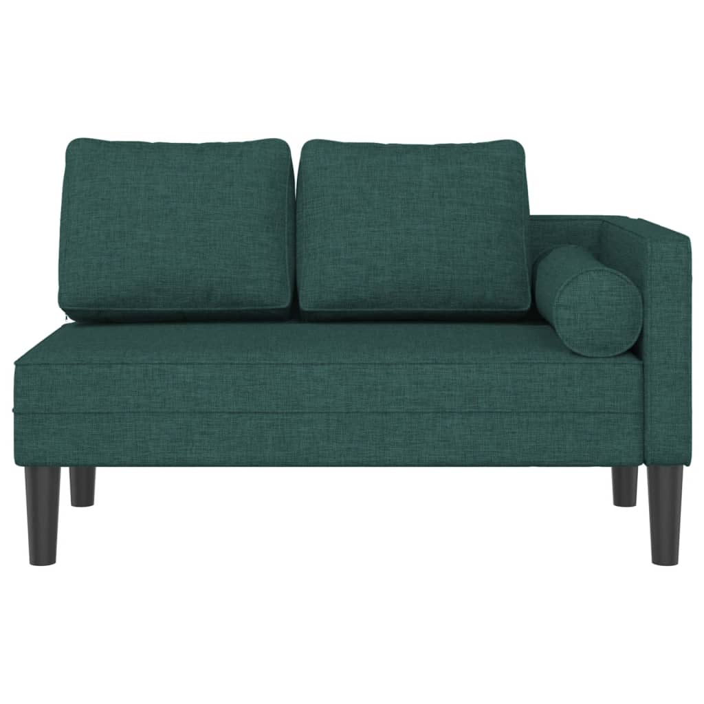 vidaXL Chaise longue avec coussins vert foncé tissu