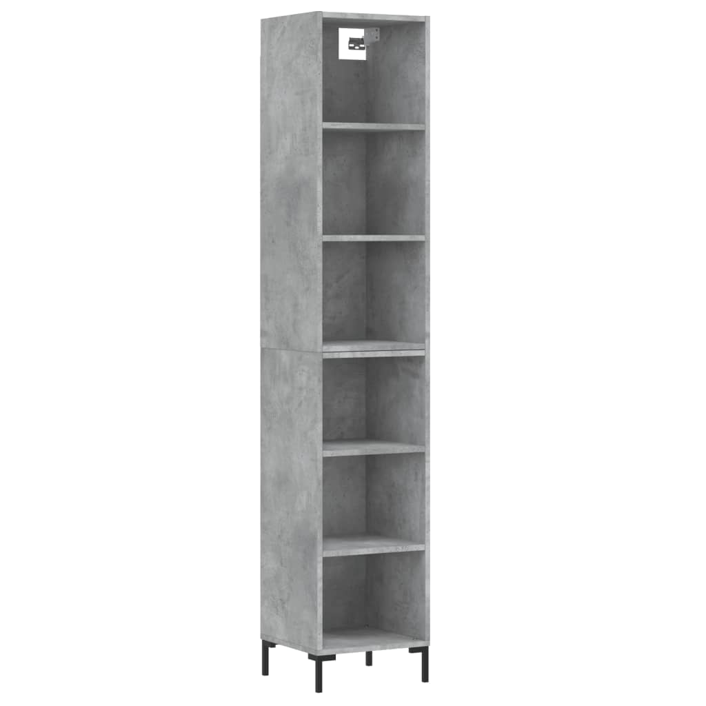 vidaXL Buffet haut Gris béton 34,5x32,5x180 cm Bois d'ingénierie