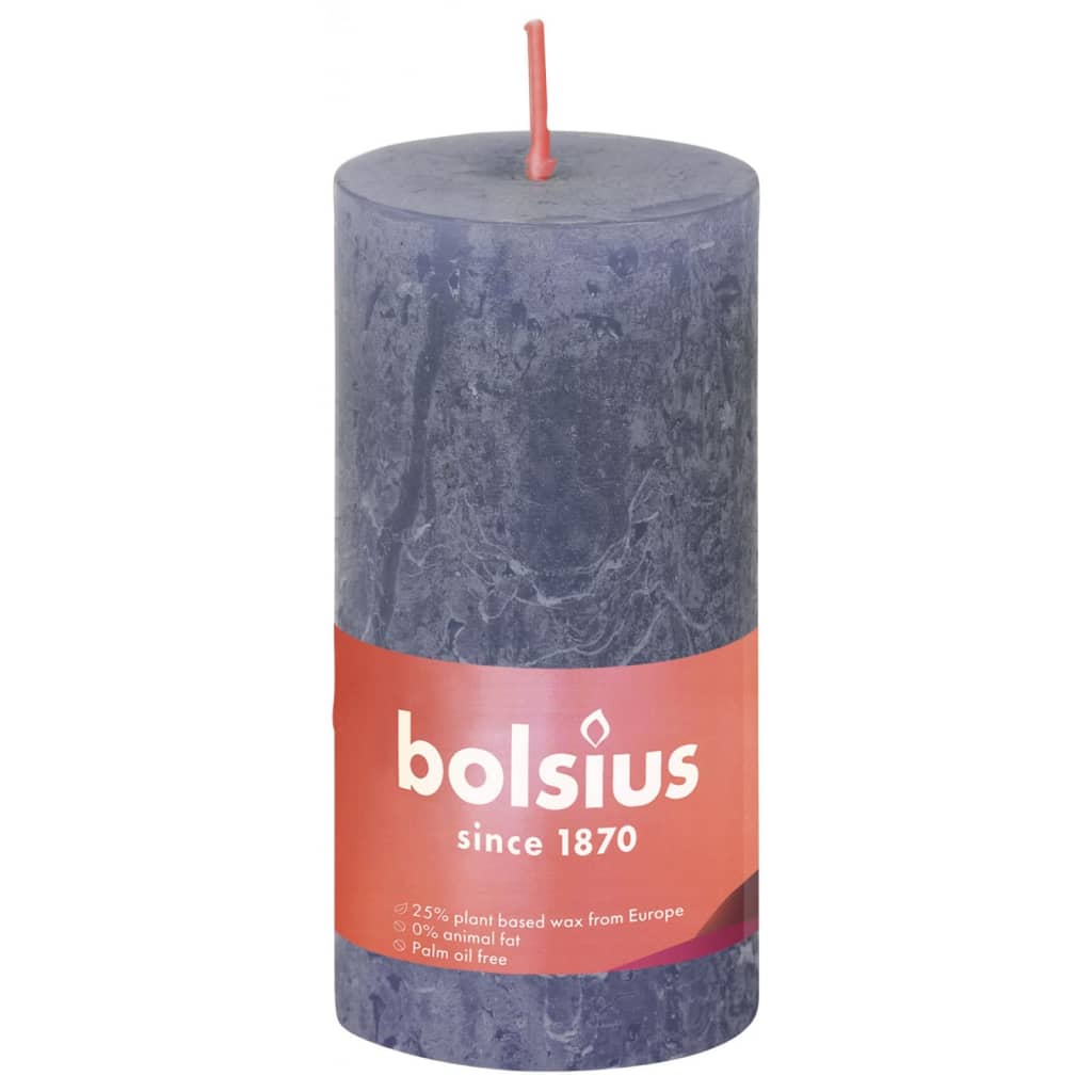 Bolsius Bougies pilier rustiques Shine 8 pcs 100x50 mm Bleu crépuscule