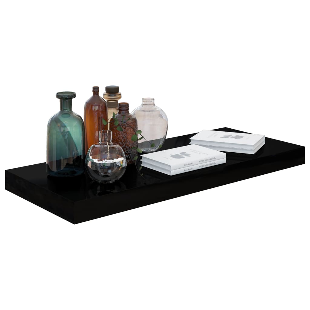 vidaXL Étagère murale flottante 2 pcs Noir brillant 60x23,5x3,8 cm MDF