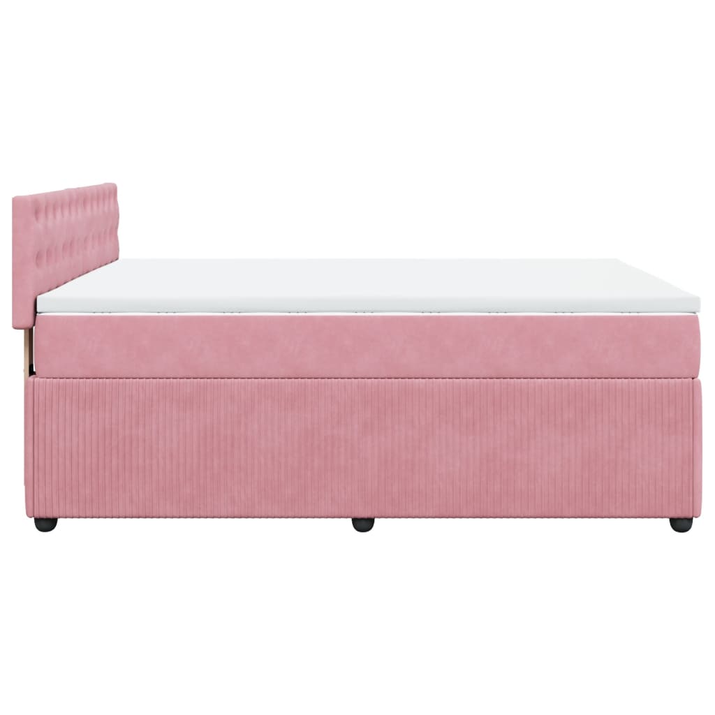 vidaXL Sommier à lattes de lit avec matelas Rose 140x200 cm Velours