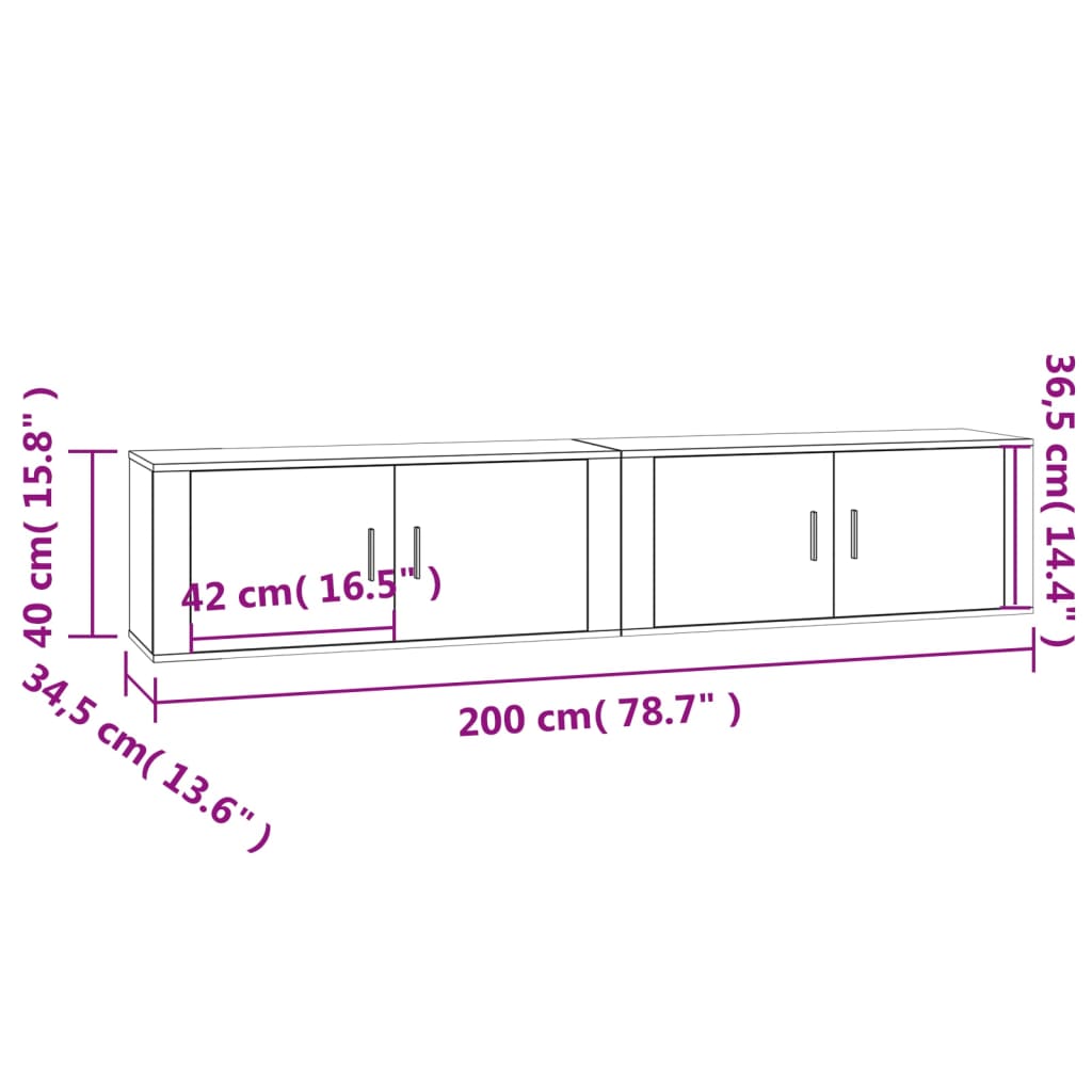 vidaXL Meubles TV muraux 2 pcs blanc brillant 100x34,5x40 cm