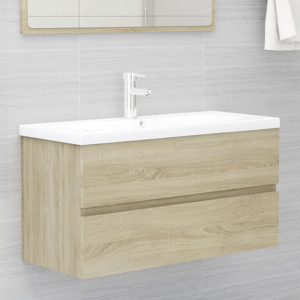 vidaXL Armoire d'évier avec lavabo intégré Chêne sonoma Aggloméré