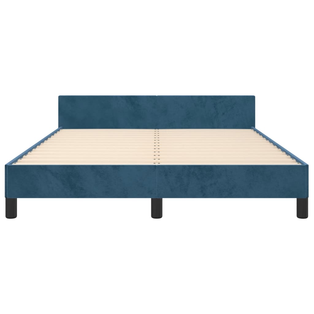 vidaXL Cadre de lit sans matelas bleu foncé 140x190 cm velours