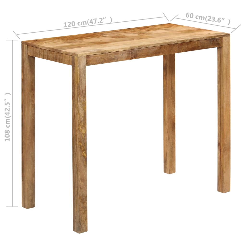 vidaXL Table de bar Bois de manguier massif 120x60x108 cm