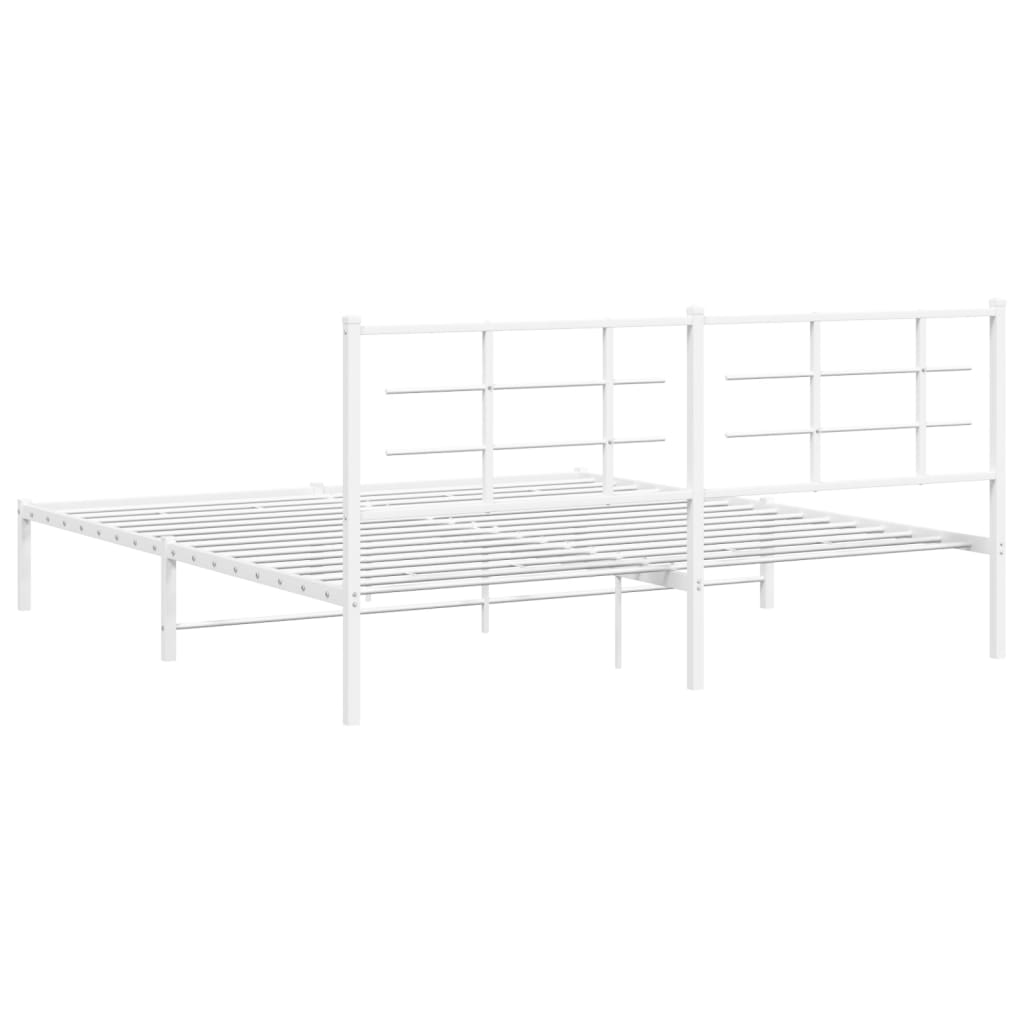 vidaXL Cadre de lit métal sans matelas et tête de lit blanc 180x200 cm