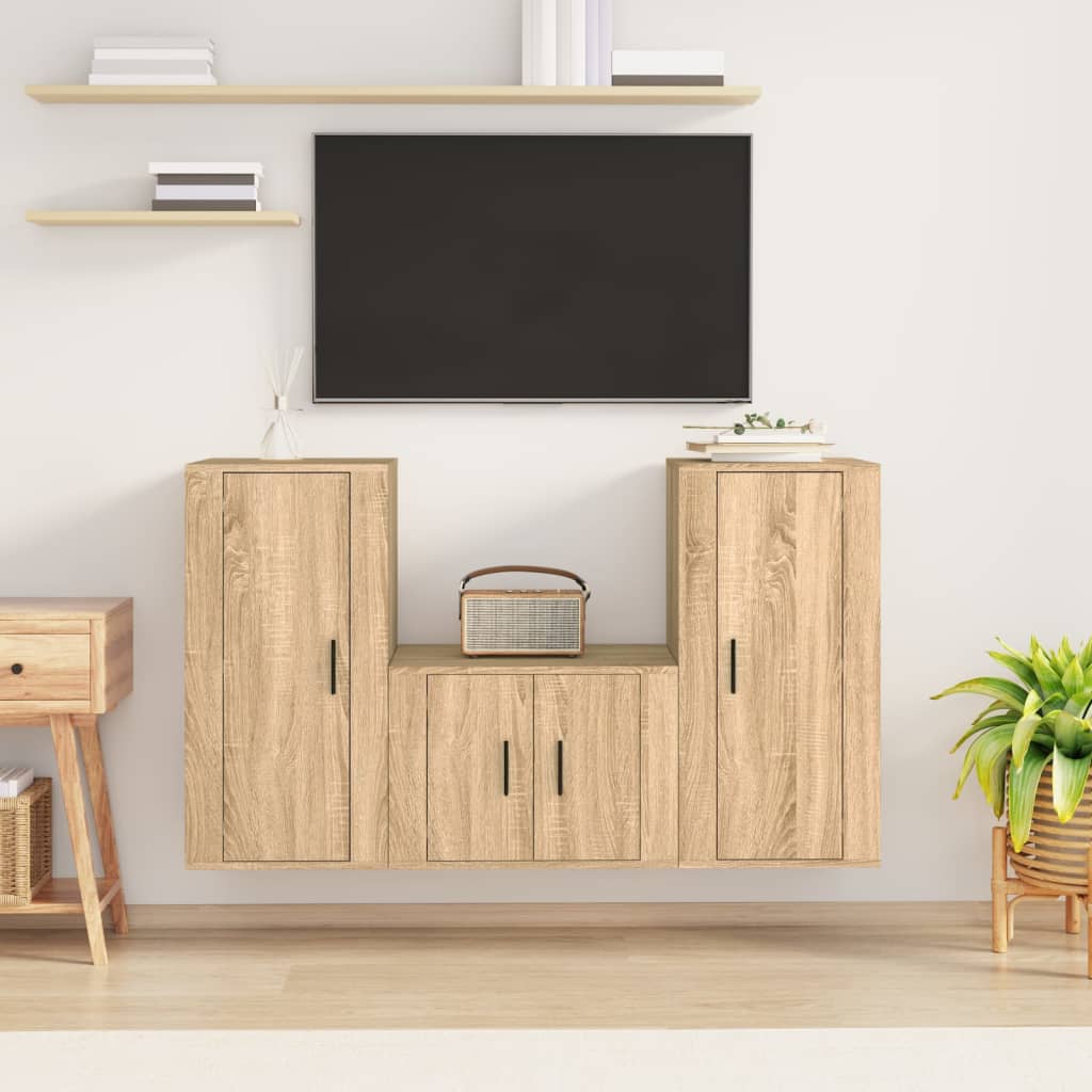 vidaXL Ensemble de meubles TV 3 pcs Chêne sonoma Bois d'ingénierie