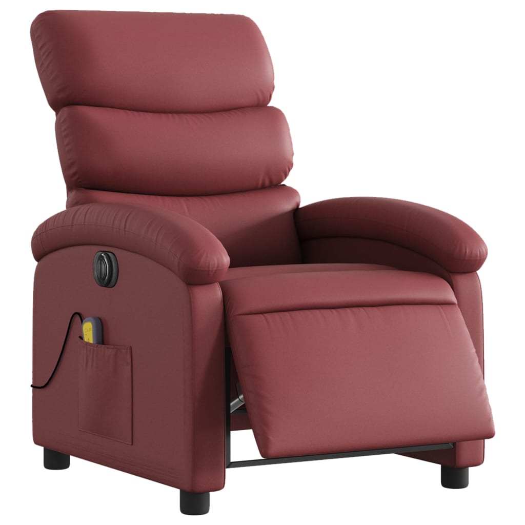 vidaXL Fauteuil de massage inclinable électrique rouge bordeaux