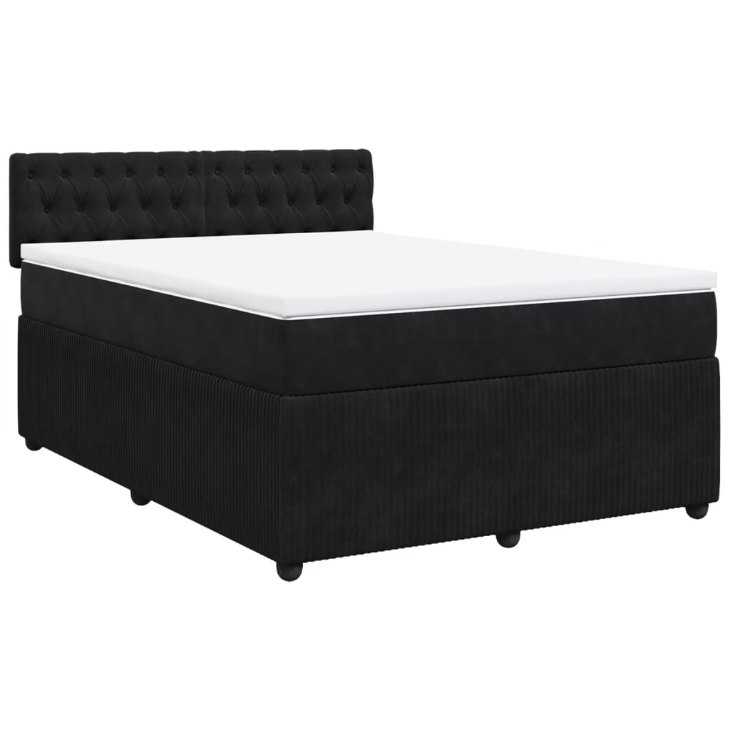 vidaXL Sommier à lattes de lit avec matelas Noir 140x190 cm Velours