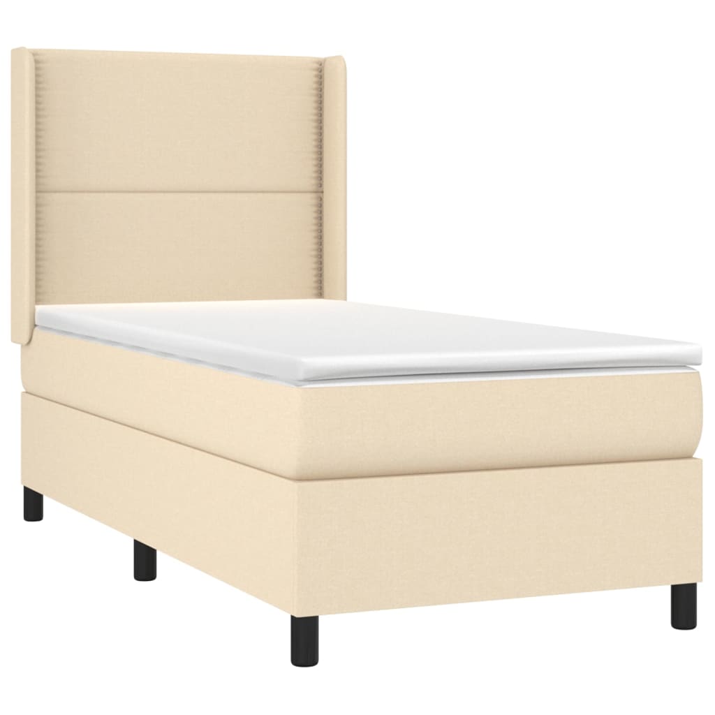 vidaXL Sommier à lattes de lit et matelas Crème 90x190 cm Tissu