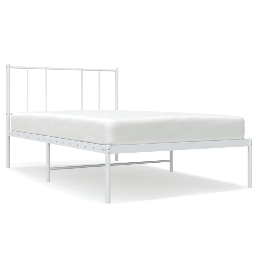 vidaXL Cadre de lit métal sans matelas et tête de lit blanc 100x190 cm