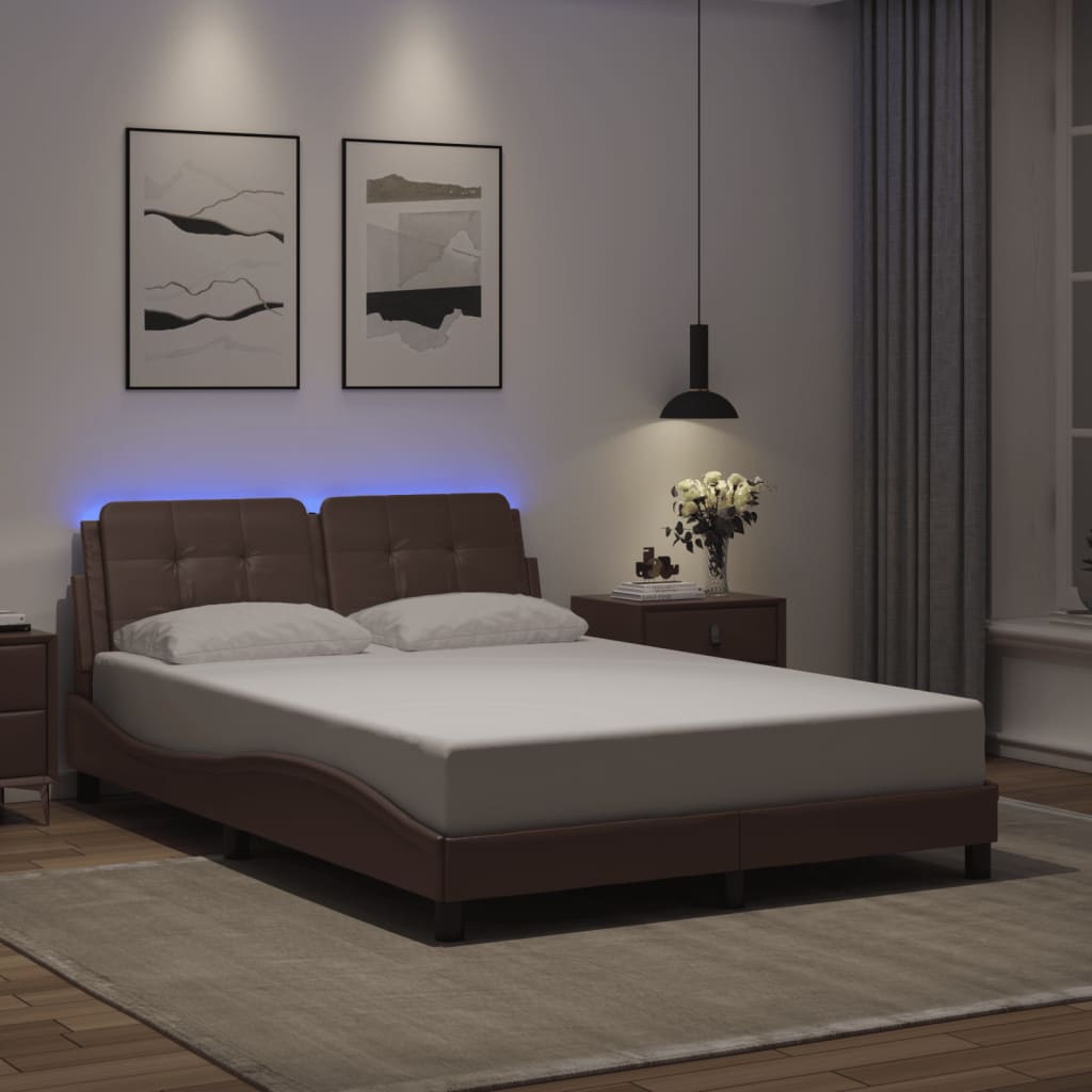 vidaXL Cadre de lit avec LED sans matelas gris 120x200 cm