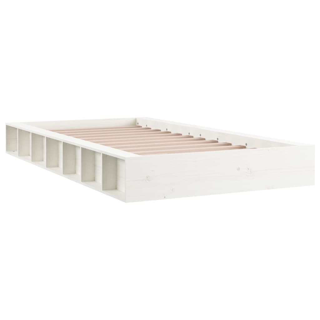 vidaXL Cadre de lit Blanc 90x190 cm Simple Bois massif