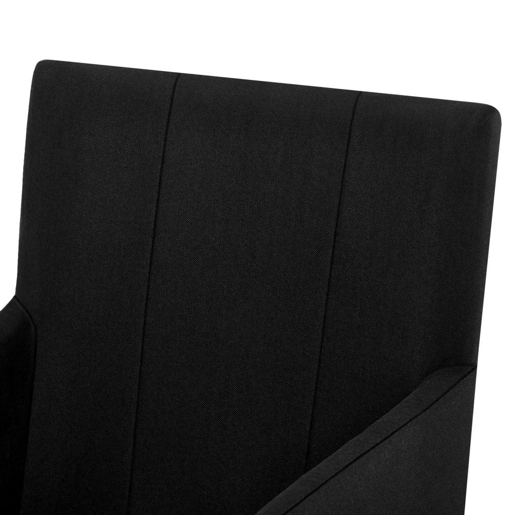 vidaXL Chaises de salle à manger avec accoudoirs 2 pcs Noir Tissu