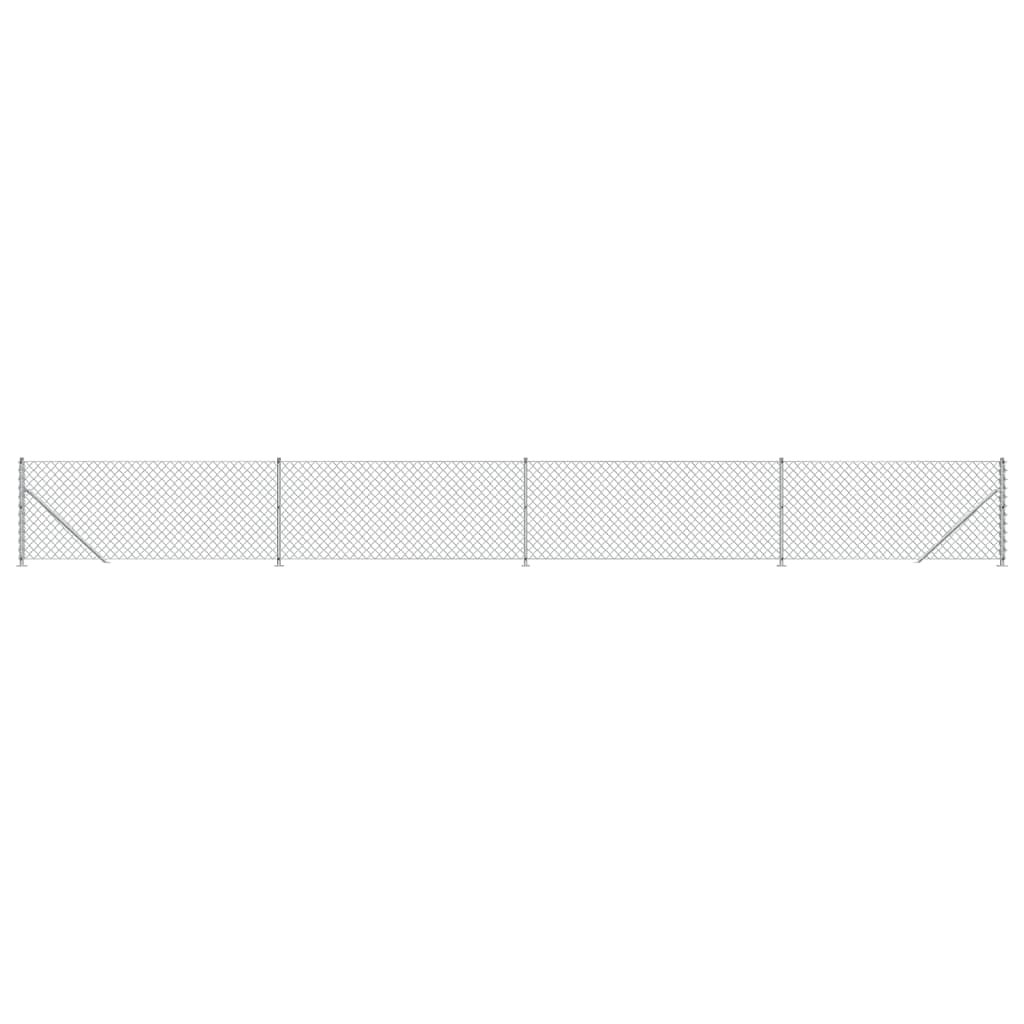 vidaXL Clôture en mailles de chaîne avec bride argenté 0,8x10 m