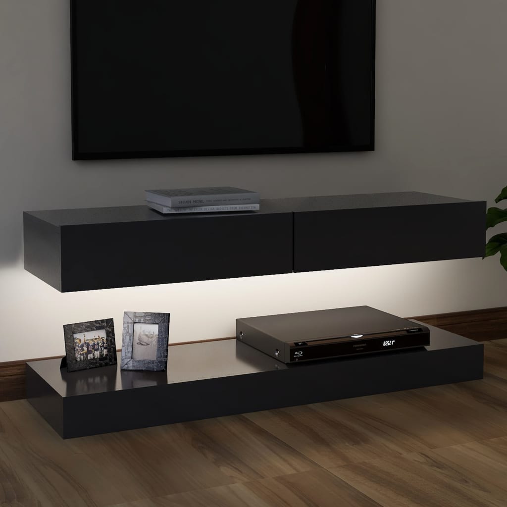 vidaXL Meuble TV avec lumières LED gris 120x35 cm
