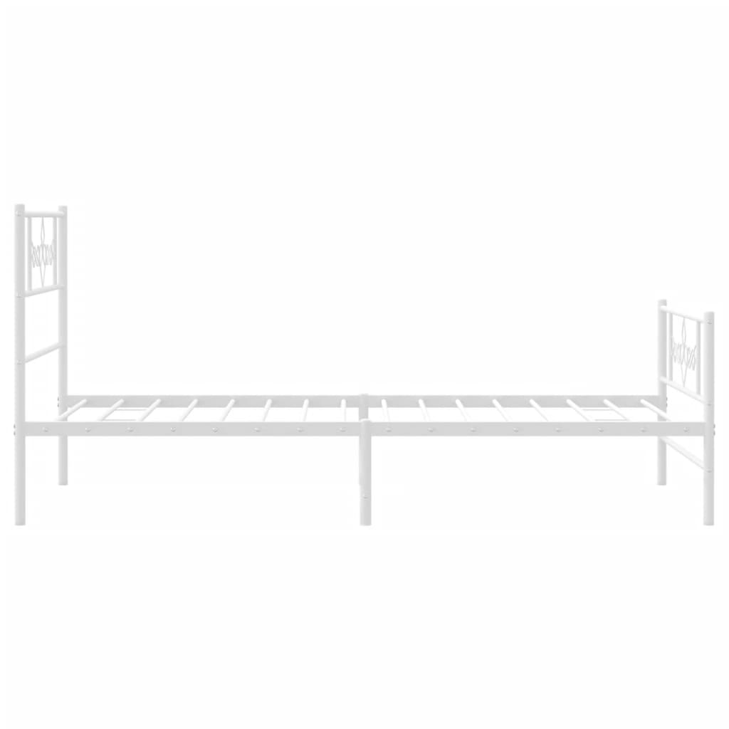 vidaXL Cadre de lit métal sans matelas et pied de lit blanc 100x190 cm