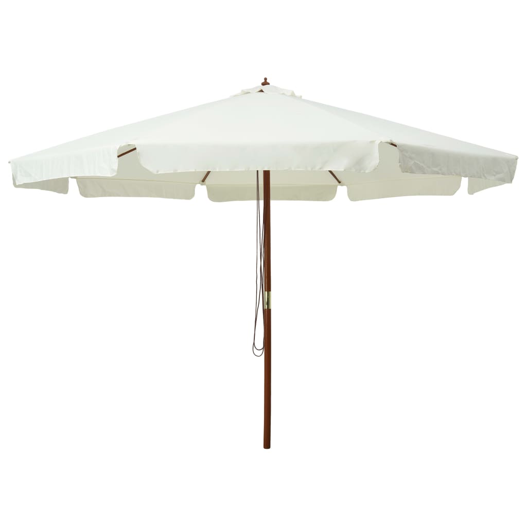 vidaXL Parasol d’extérieur avec mât en bois 330 cm blanc sable