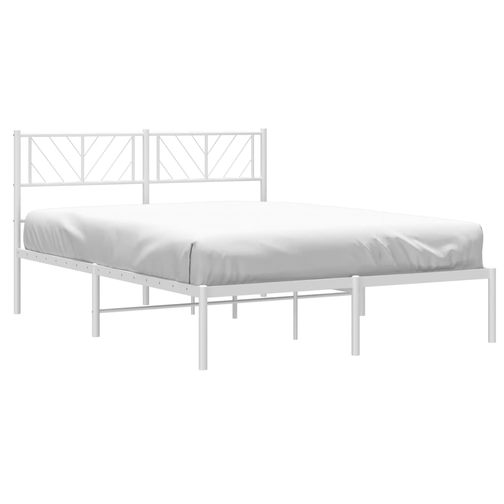 vidaXL Cadre de lit métal sans matelas et tête de lit blanc 135x190 cm