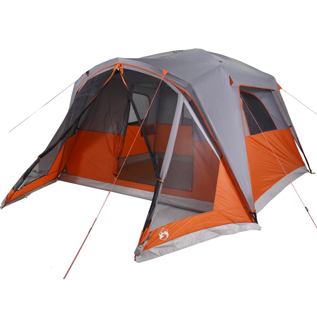 vidaXL Tente familiale et porche 6 personnes gris orange imperméable