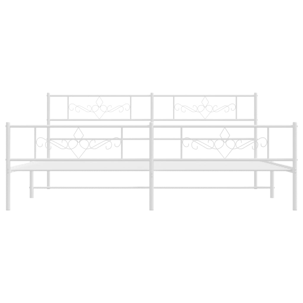 vidaXL Cadre de lit métal sans matelas et pied de lit blanc 200x200 cm