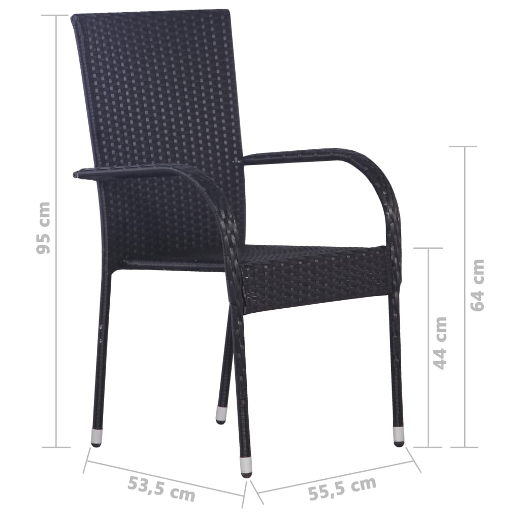 vidaXL Ensemble de salle à manger de jardin 7 pcs Résine tressée Noir