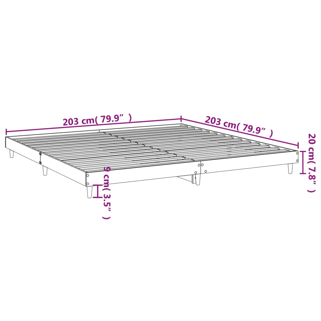 vidaXL Cadre de lit chêne sonoma 200x200 cm bois d'ingénierie