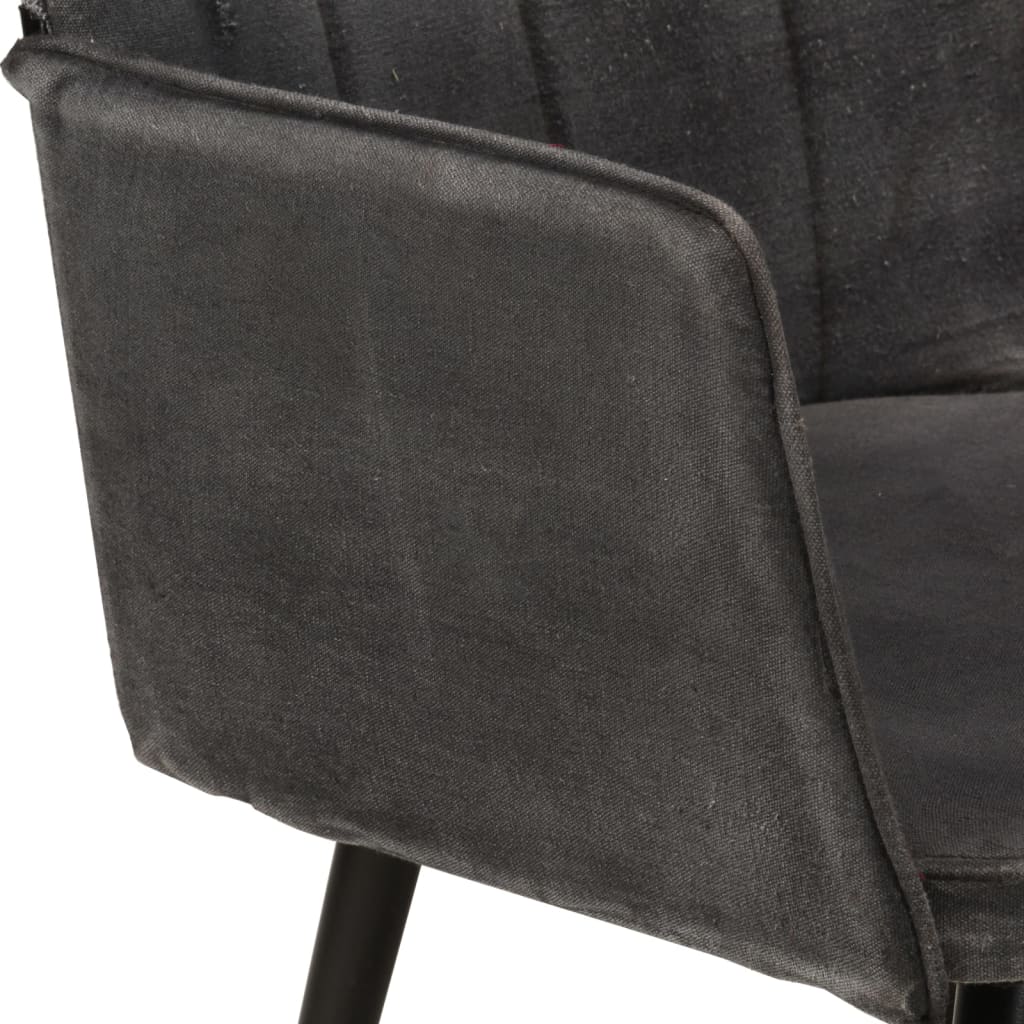 vidaXL Chaise à oreilles avec repose-pied Noir vintage Toile