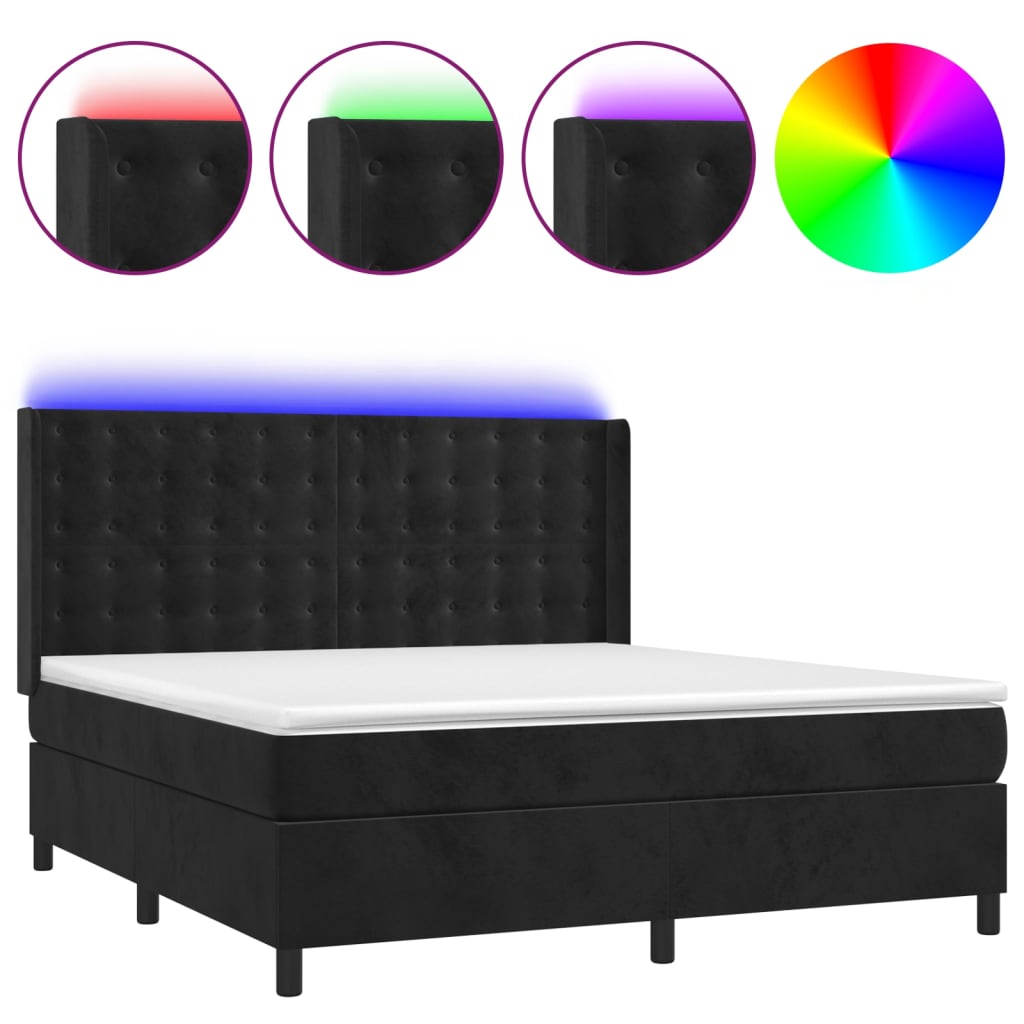 vidaXL Sommier à lattes de lit matelas et LED Noir 160x200 cm Velours