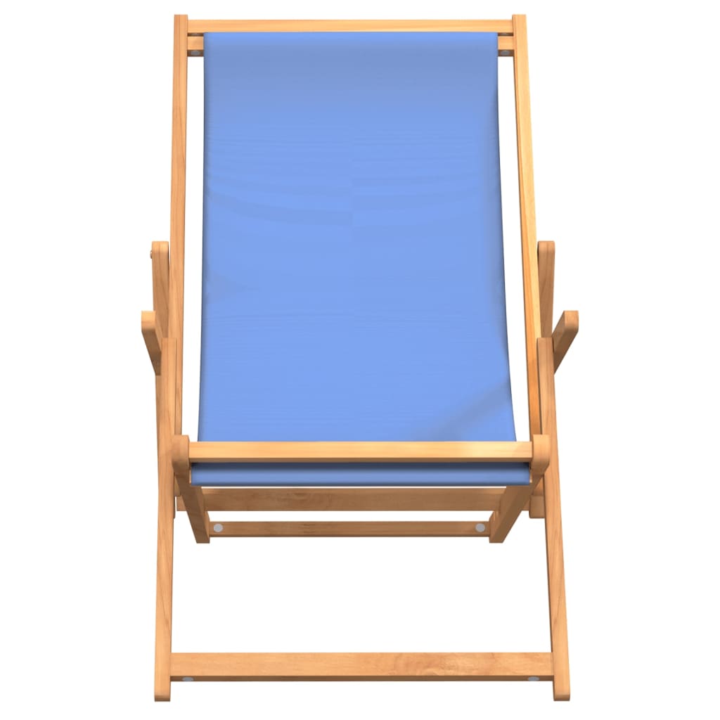 vidaXL Chaise de plage pliable Bois de teck solide Bleu