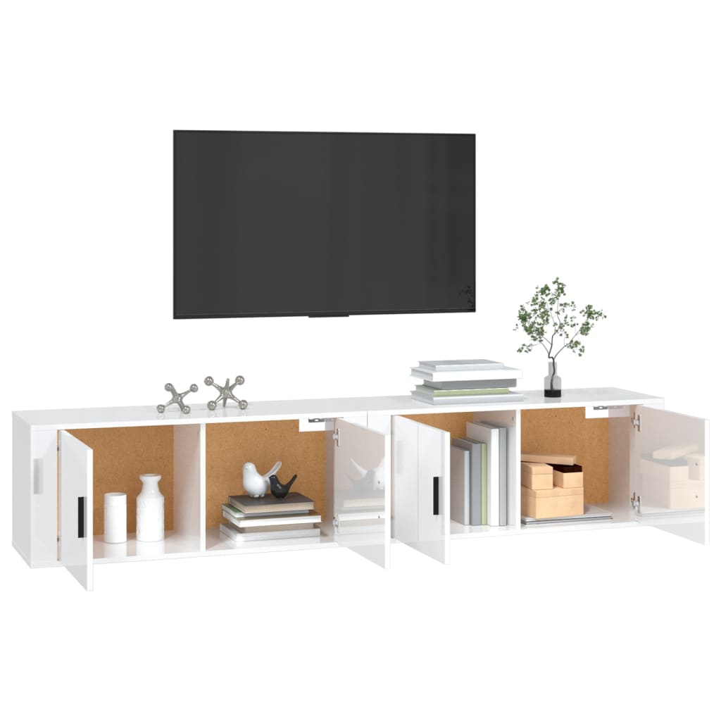 vidaXL Meubles TV muraux 2 pcs blanc brillant 100x34,5x40 cm