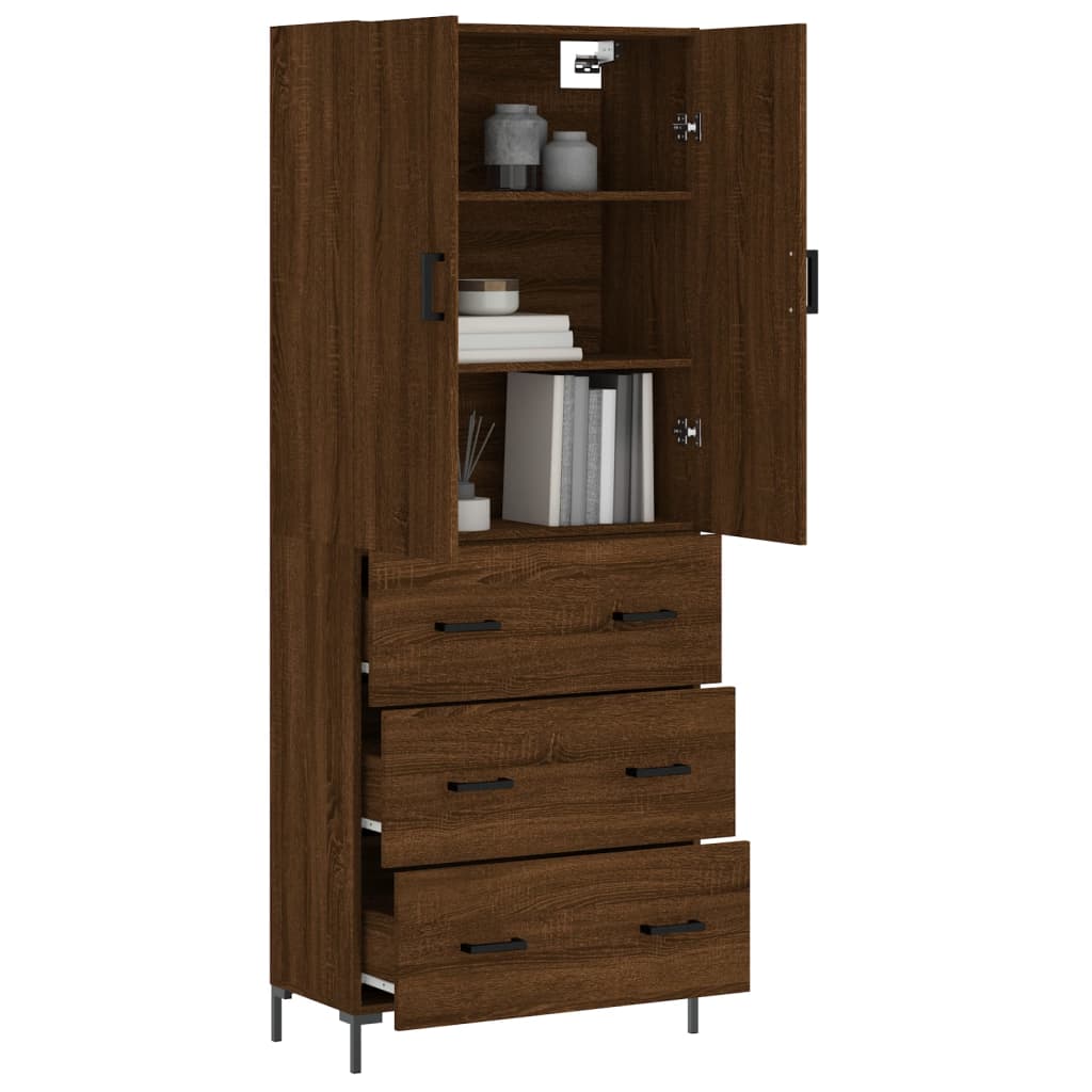 vidaXL Buffet haut Chêne marron 69,5x34x180 cm Bois d'ingénierie