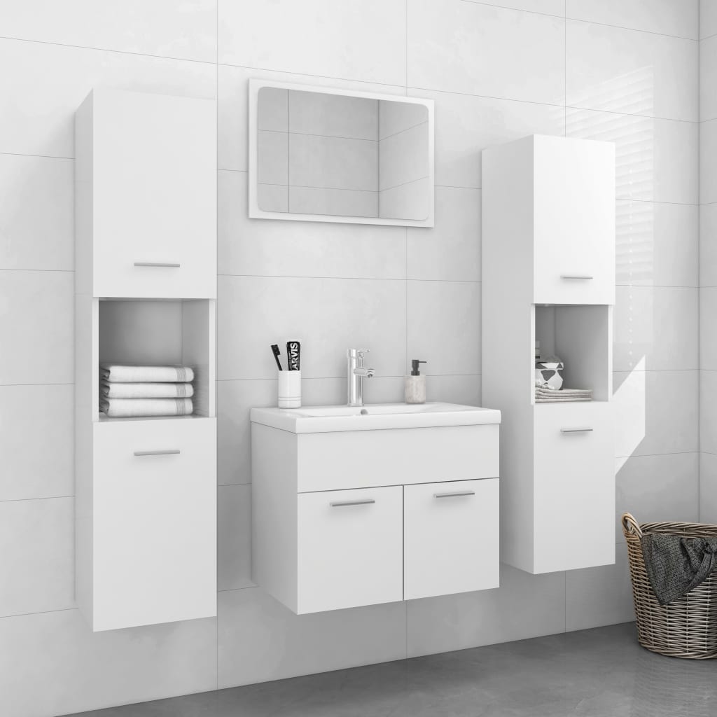 vidaXL Ensemble de meubles de salle de bain Blanc Aggloméré