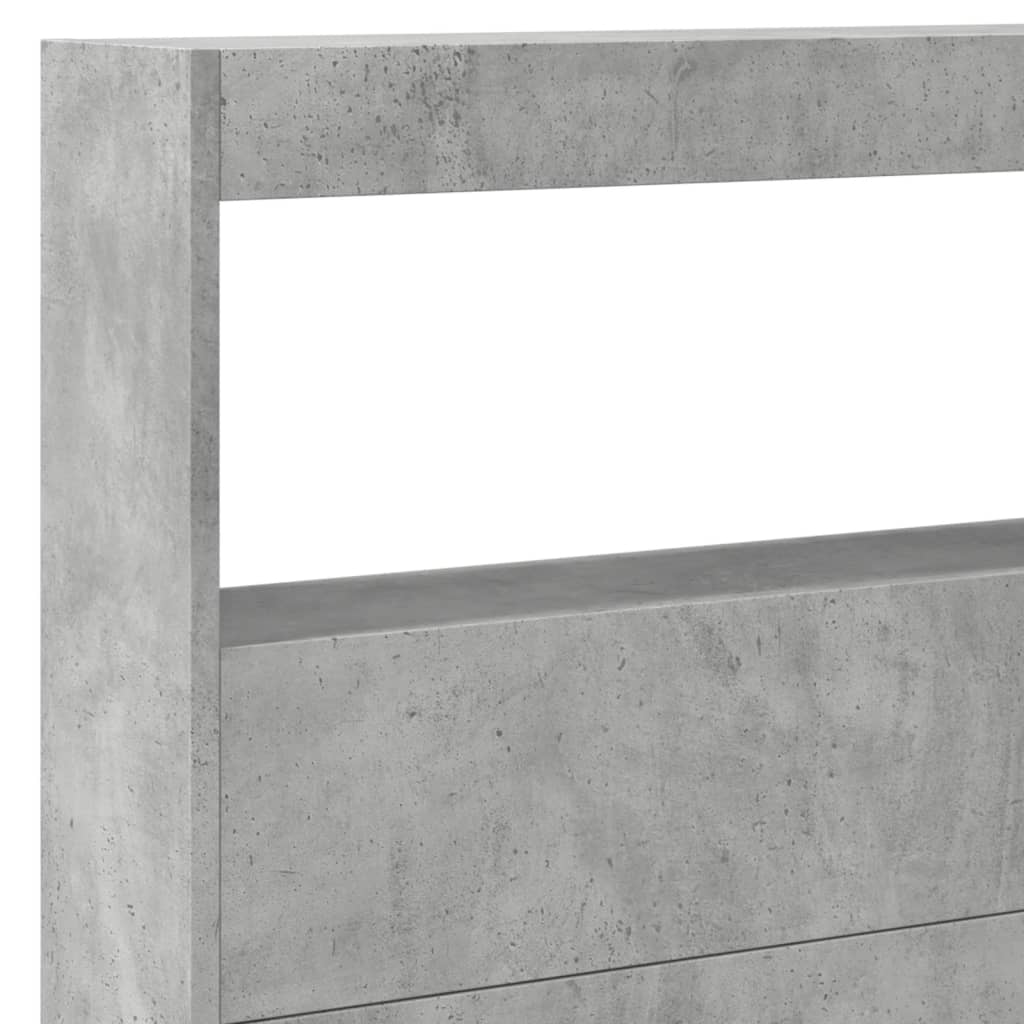 vidaXL Armoire tête de lit avec LED gris béton 220x17x102 cm