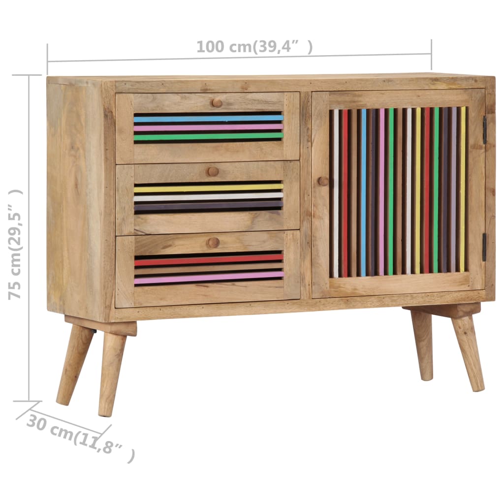 vidaXL Buffet 100 x 30 x 75 cm Bois de manguier massif