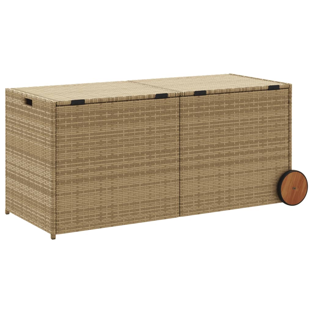 vidaXL Boîte de rangement de jardin et roues mélange beige 283L rotin